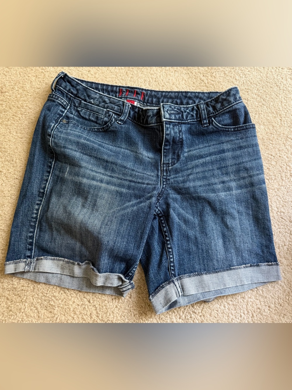 Dark Blue Denim Cuffed Women's Shorts